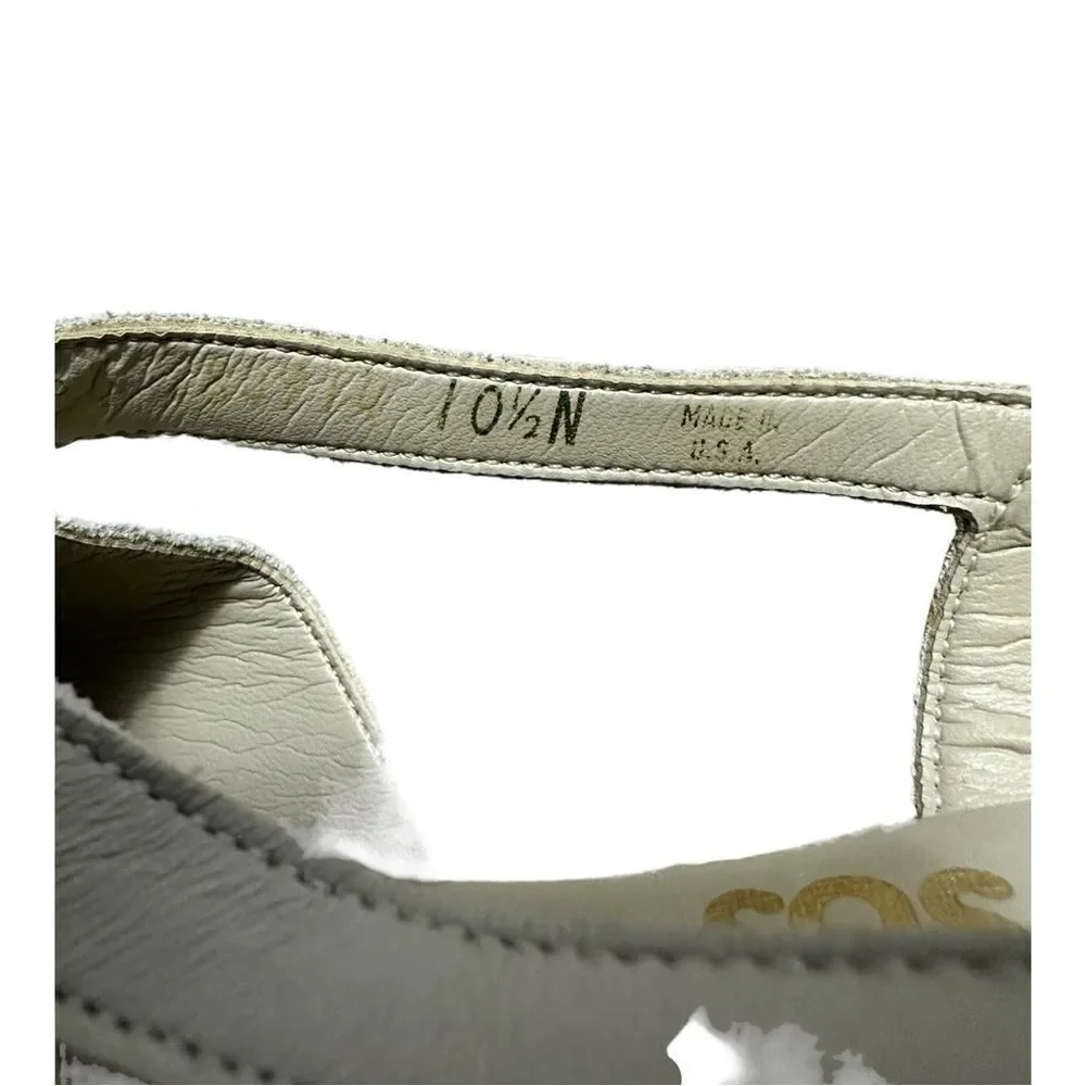 SAS Caress Size US 10.5N Sandal Bone Leather Buckle Tripad Comfort Wedge